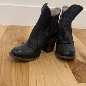 Perforated Leather Ankle Boots